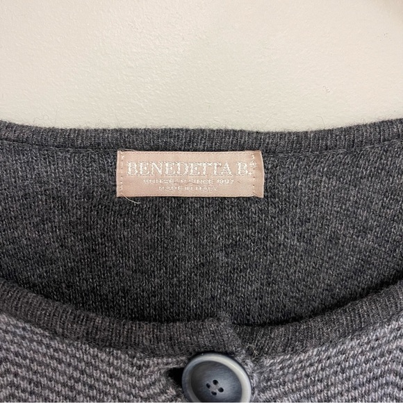 Benedetta  B Cardigan Sweater Grey Wool Cashmere Cape‎ Long Women’s Size Medium - Picture 6 of 8